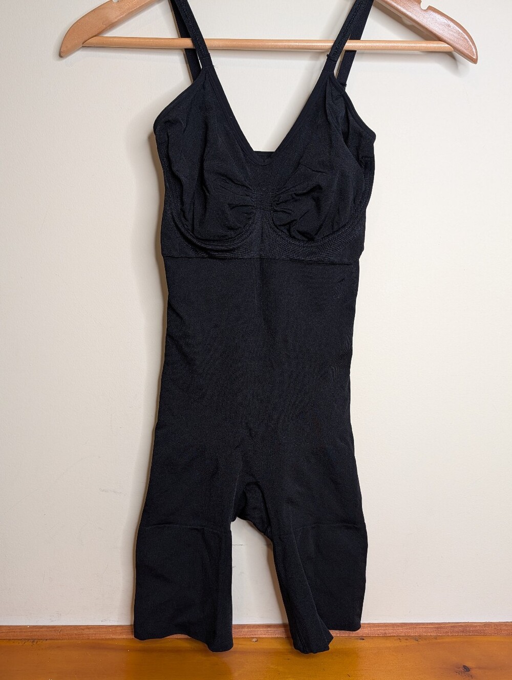 Spanx by Sara Blakely Open Bust Mid Thigh Bodysuit Shaper Black Size M